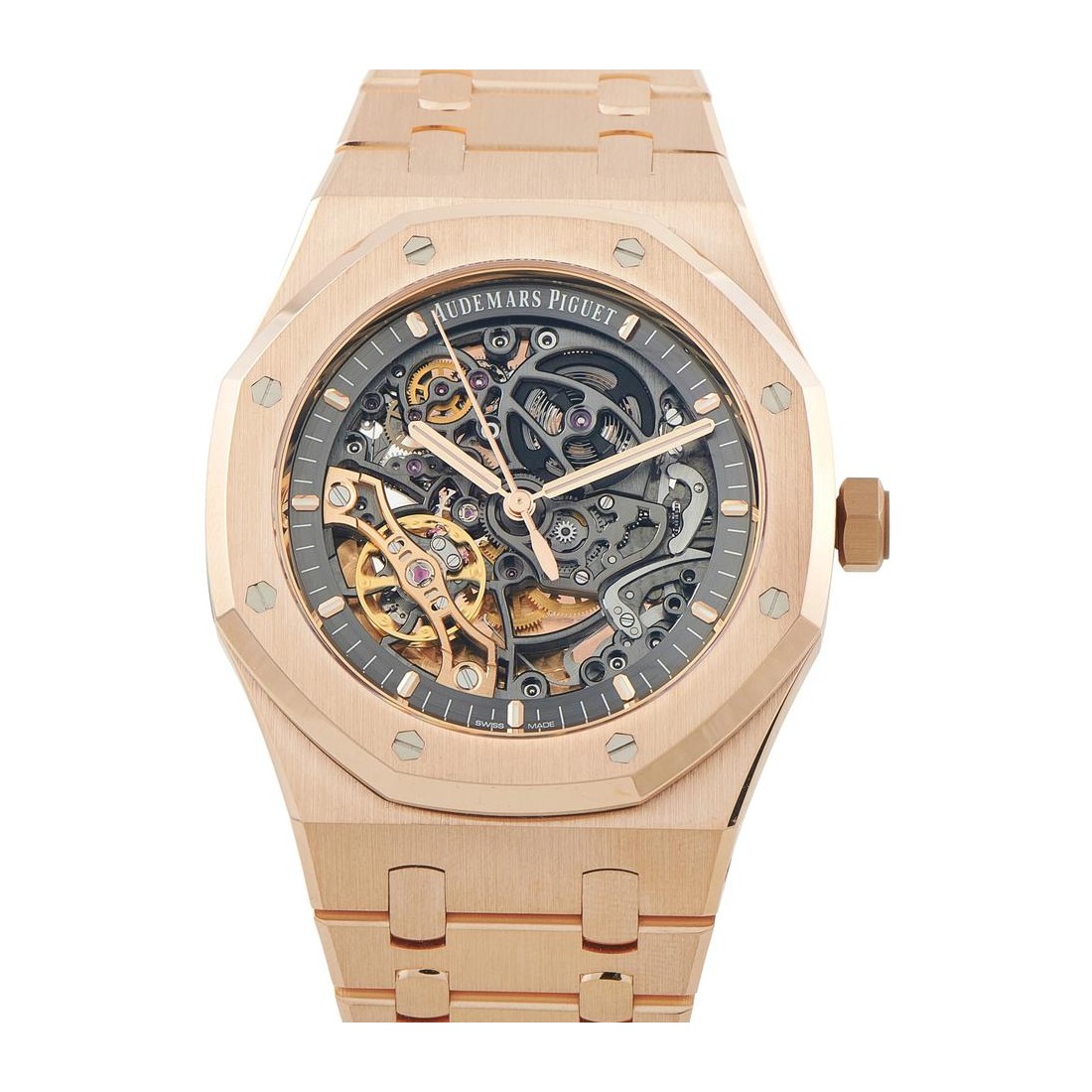 Audemars Piguet Royal Oak Double Balance Wheel Openworked in pink gold with skeletonised dial