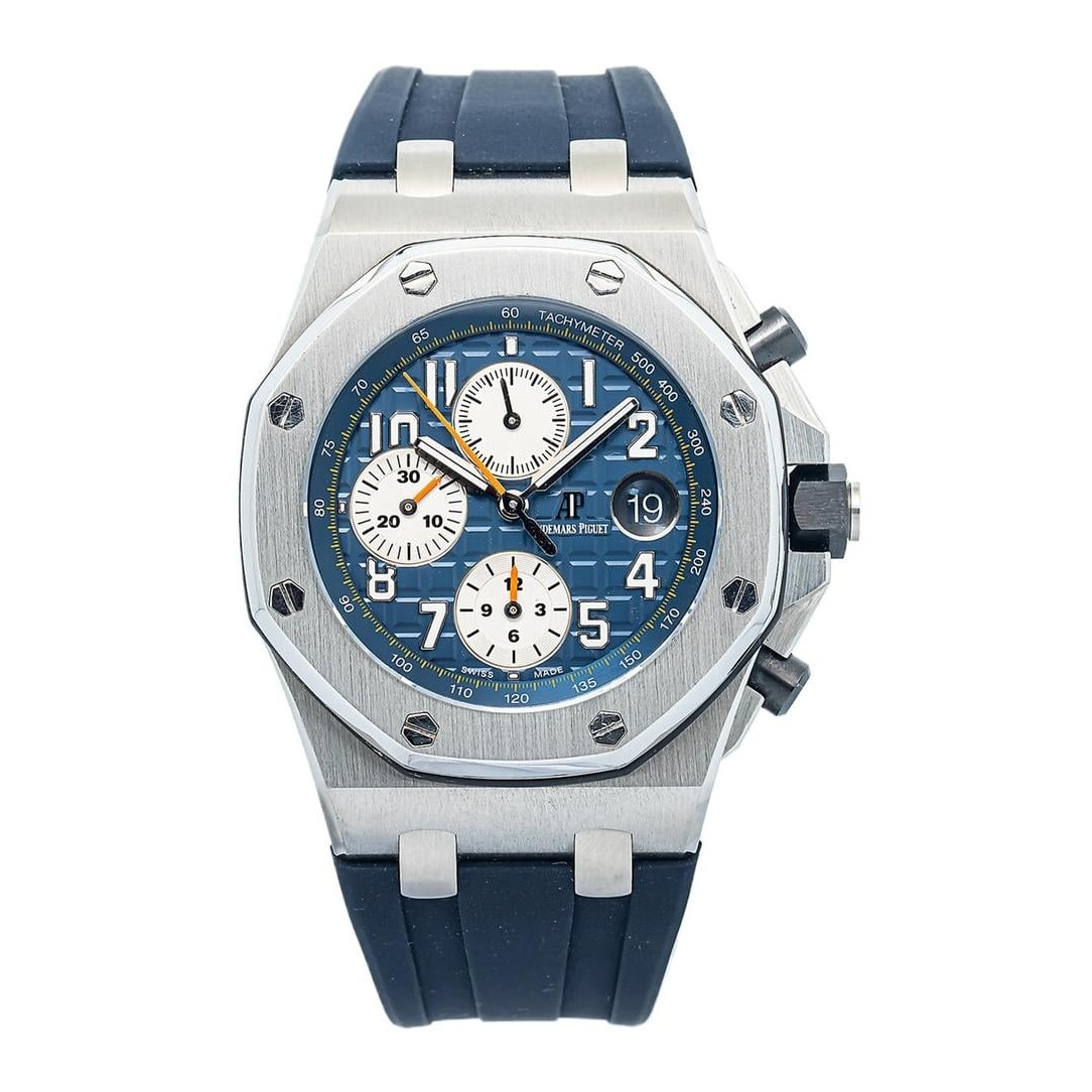 Audemars Piguet Royal Oak Offshore Chronograph in stainless steel with blue dial and blue rubber strap