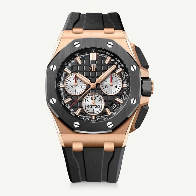 Audemars Piguet Royal Oak Offshore Chronograph in pink gold with black ceramic bezel and black dial