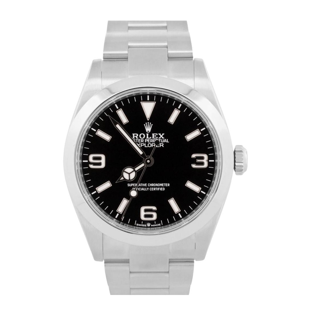 Rolex Explorer 40 in Oystersteel with black dial and Arabic numerals, reference 224270