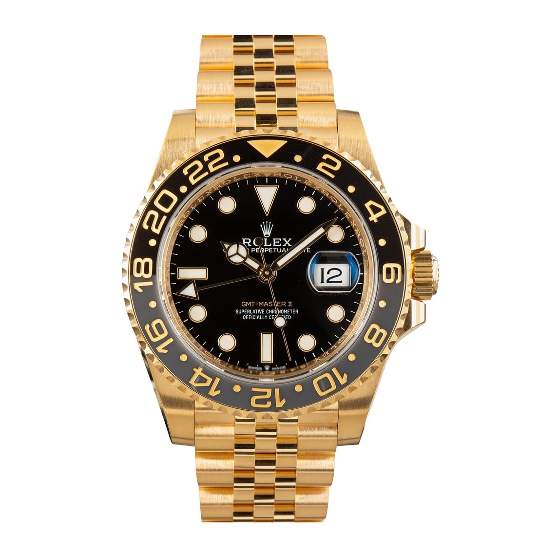 Rolex GMT-Master II 126718GRNR in 18ct yellow gold with black dial and black Cerachrom bezel